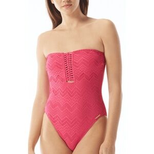 Vince Camuto DRAGON FRUIT Crochet Bandeau One-Piece Swimsuit